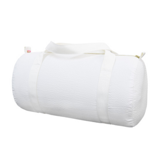 Personalized Seersucker White Duffel Bag - Give Wink