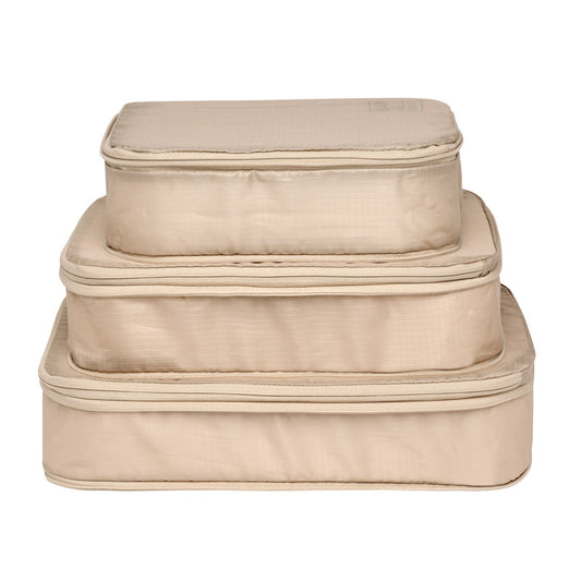 Compression Packing Cubes Set of 3 - Taupe - Give Wink
