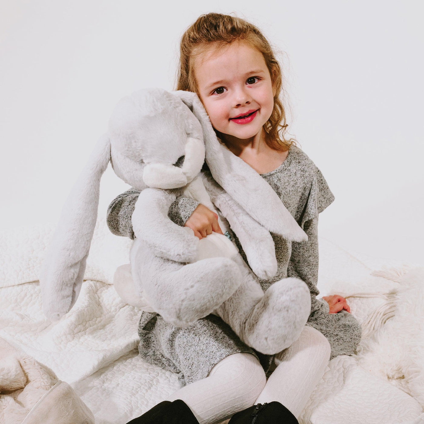 Personalized Big Floppy Bunny - Grey - Give Wink