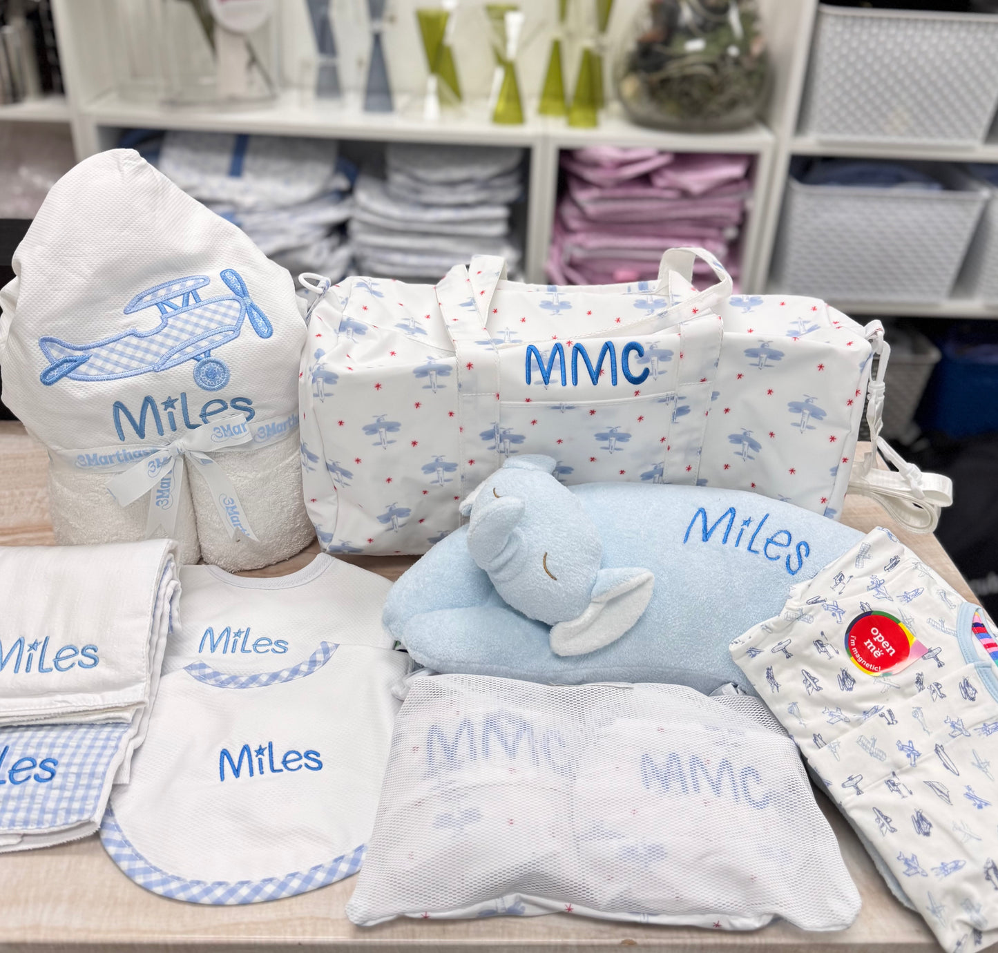 Personalized Baby Boy Blue Plane Hooded Towel