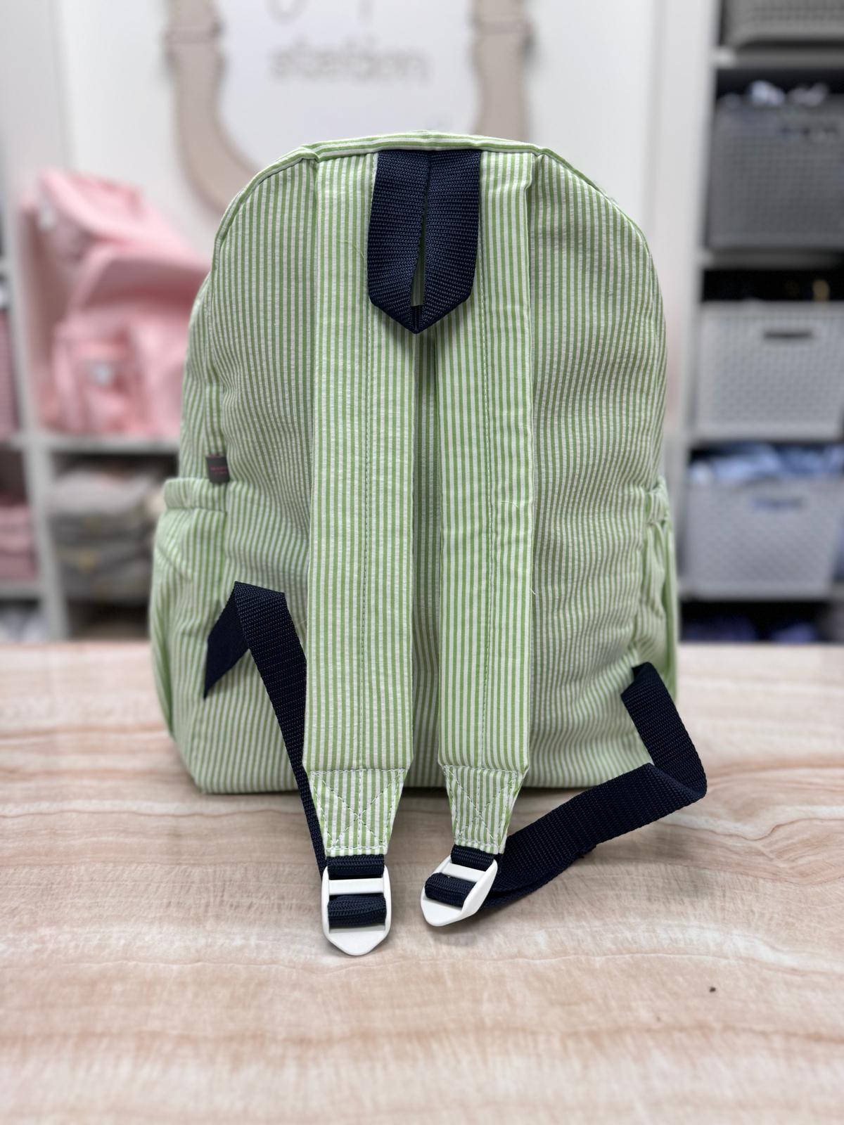 Personalized Seersucker Grasshopper Large Backpack - Give Wink