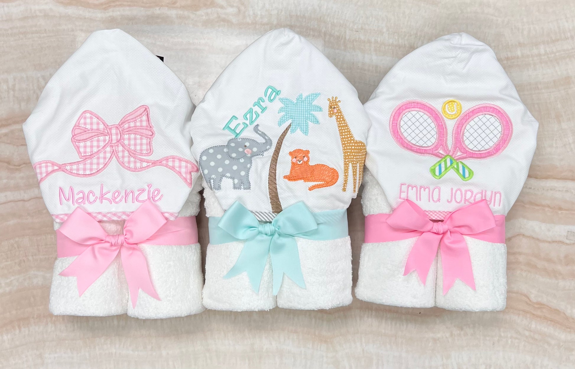 Personalized Baby Girl Tennis Hooded Towel - Give Wink