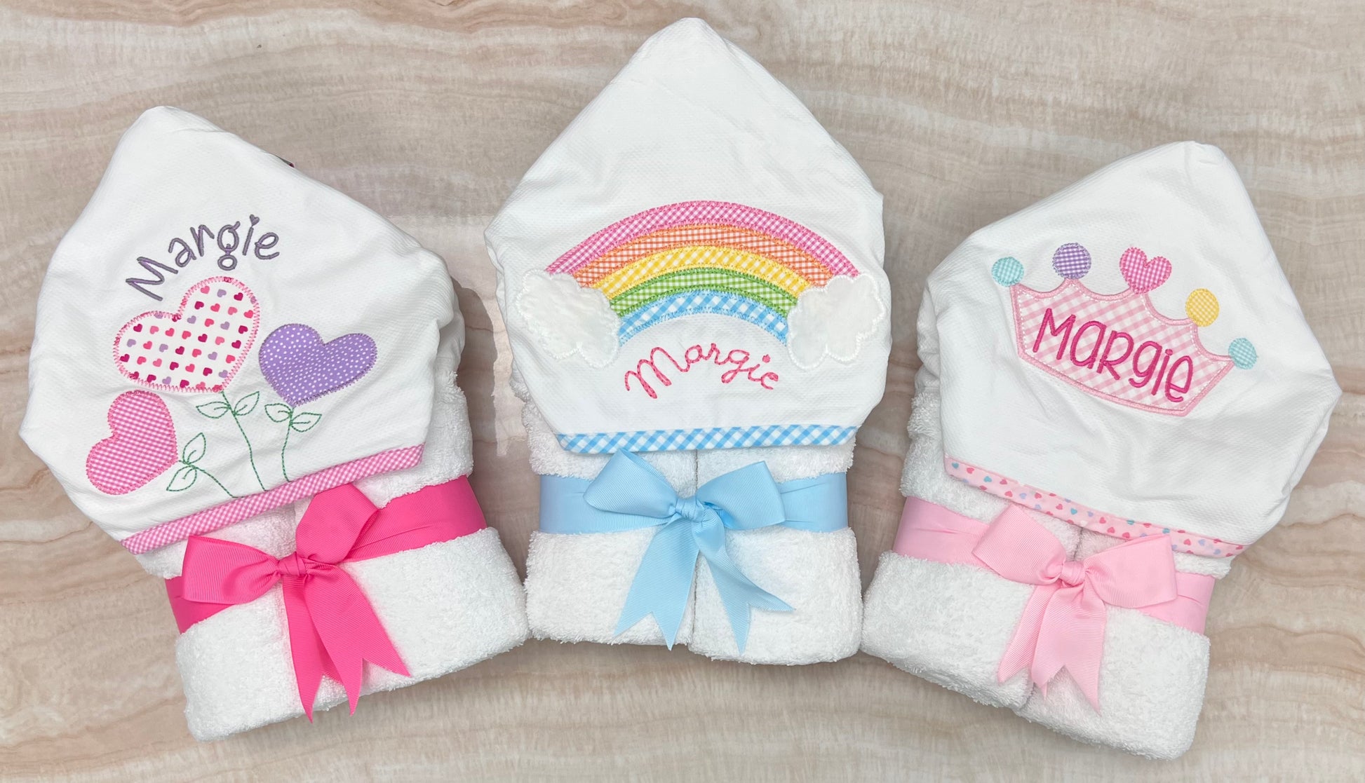 Personalized Baby Girl Rainbow Hooded Towel - Give Wink