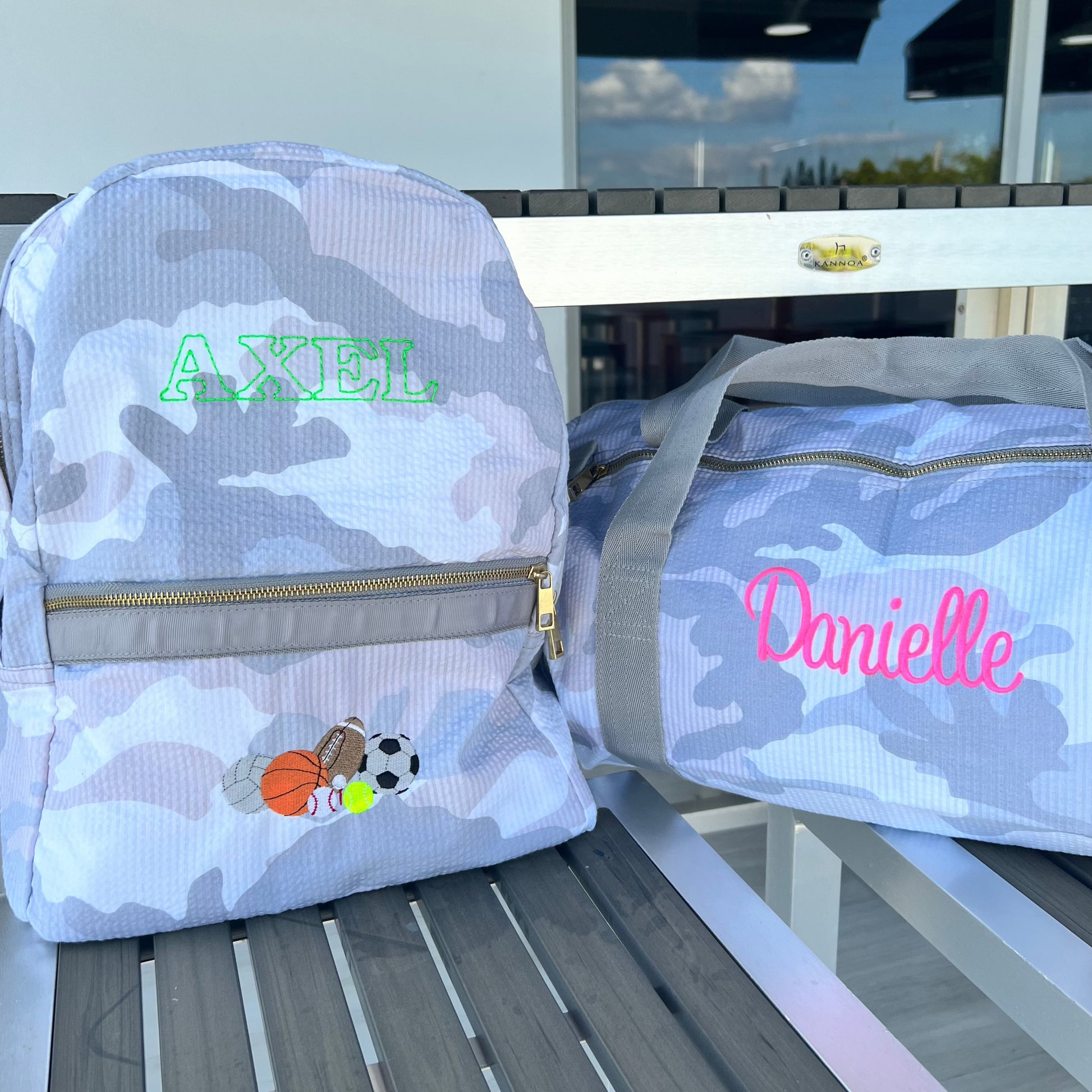Personalized Seersucker Snow Camo Large Backpack - Give Wink