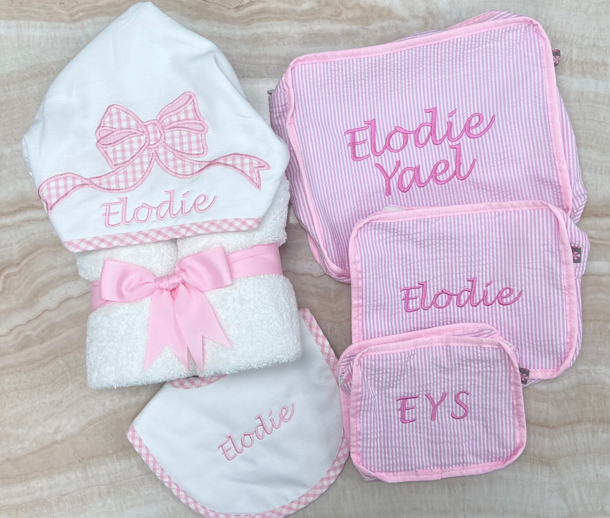 Personalized Baby Girl Pink Bow Hooded Towel - Give Wink