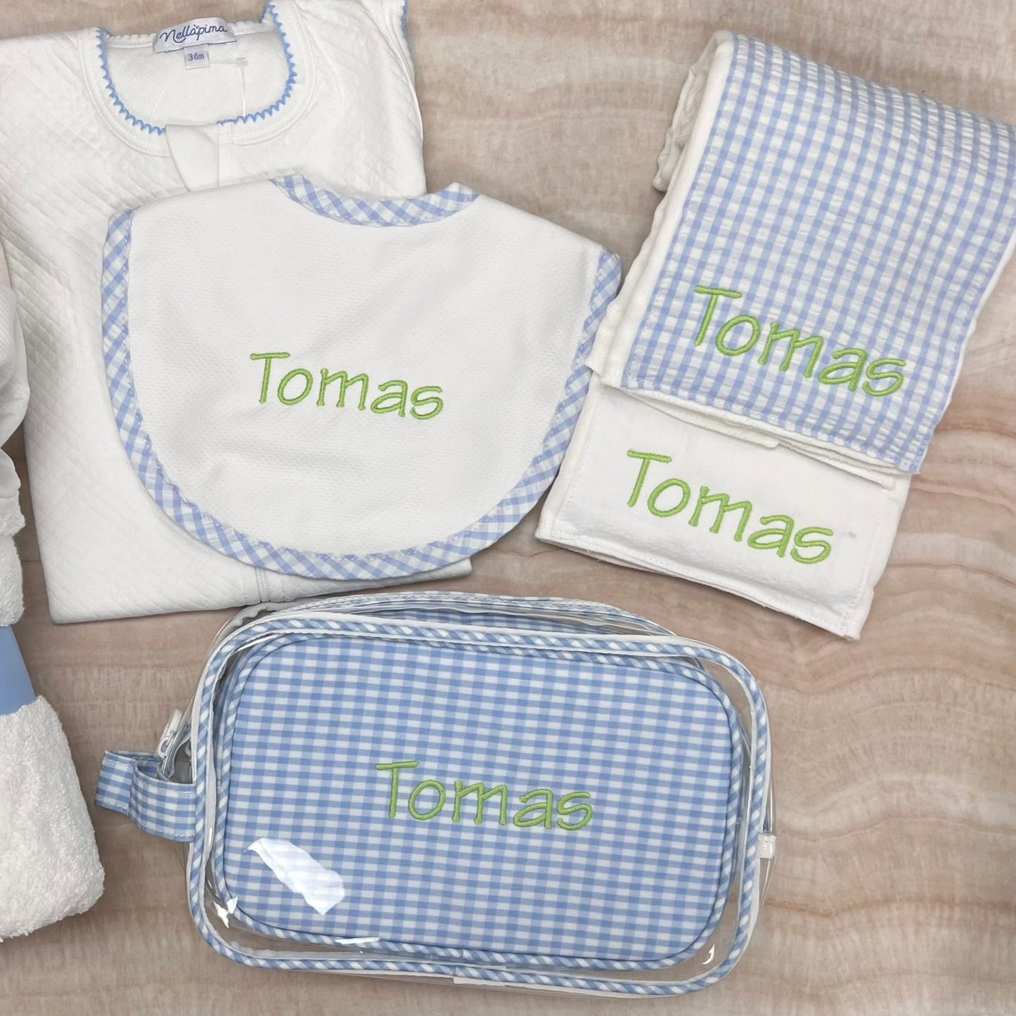 Personalized Gingham Clear Duo Pouch Mist - Give Wink