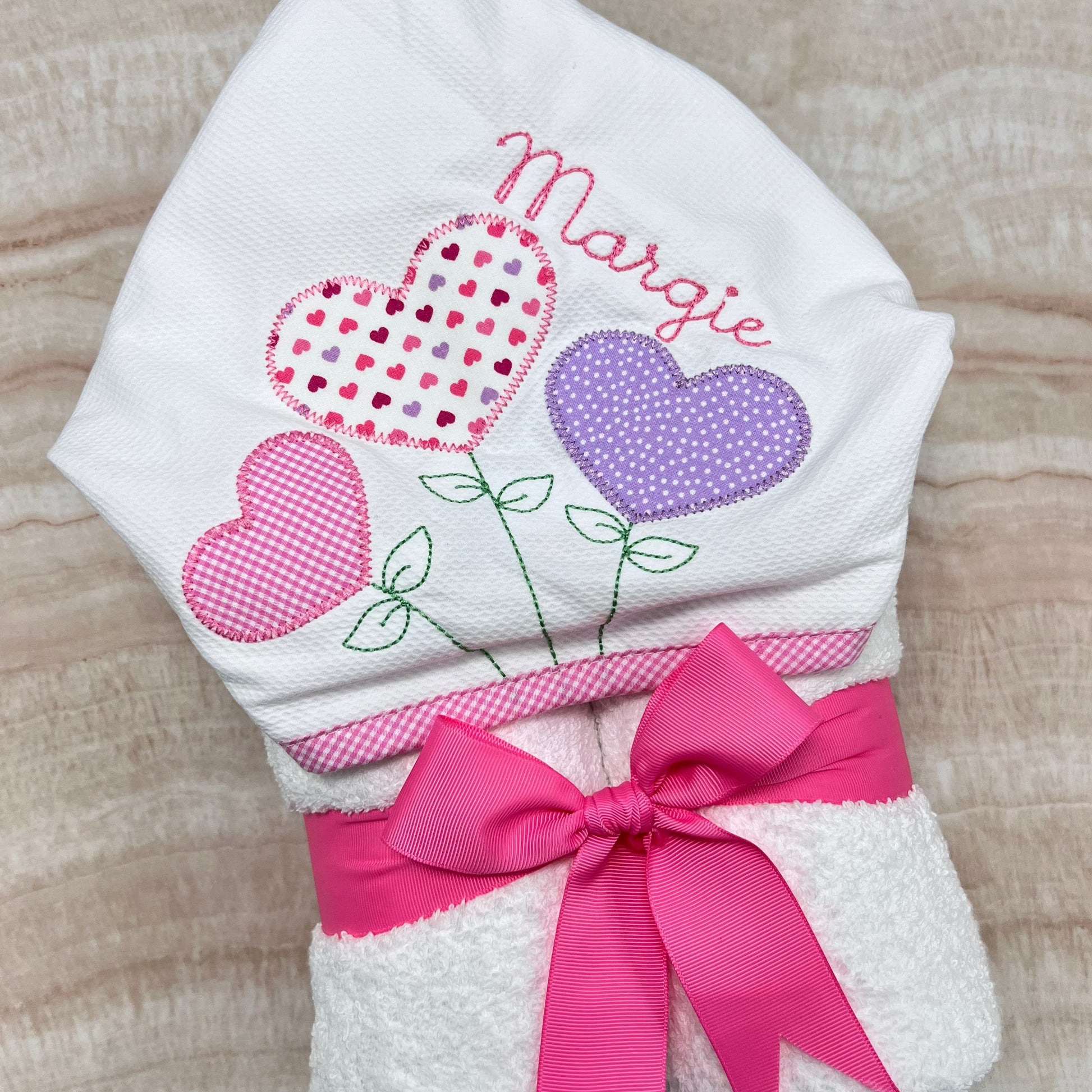 Hearts Balloons Hooded Towel - Give Wink