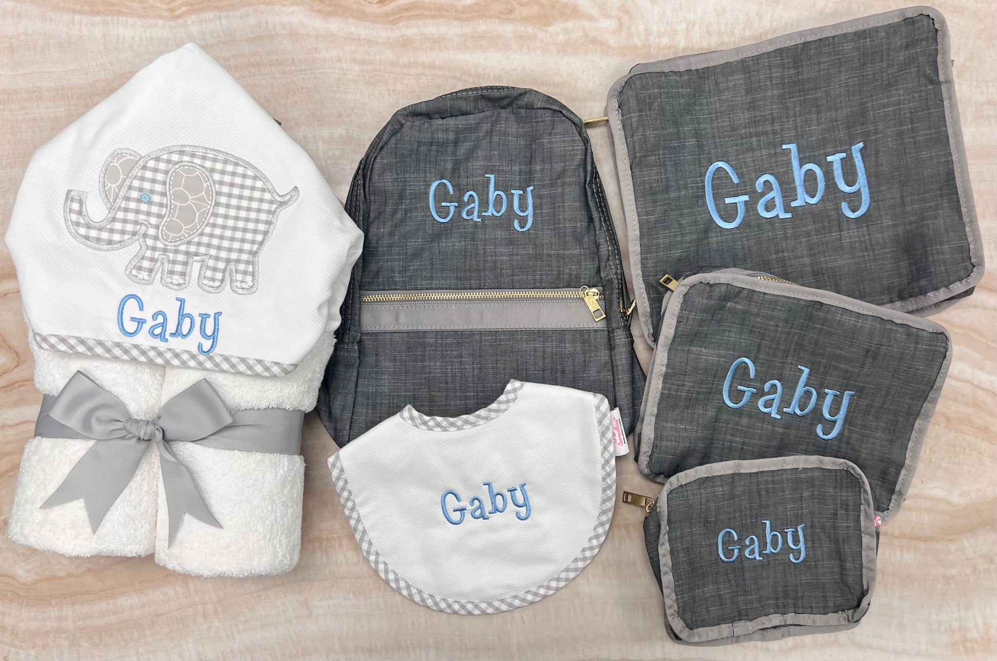 Personalized Elephant Grey Baby Hooded Towel - Give Wink