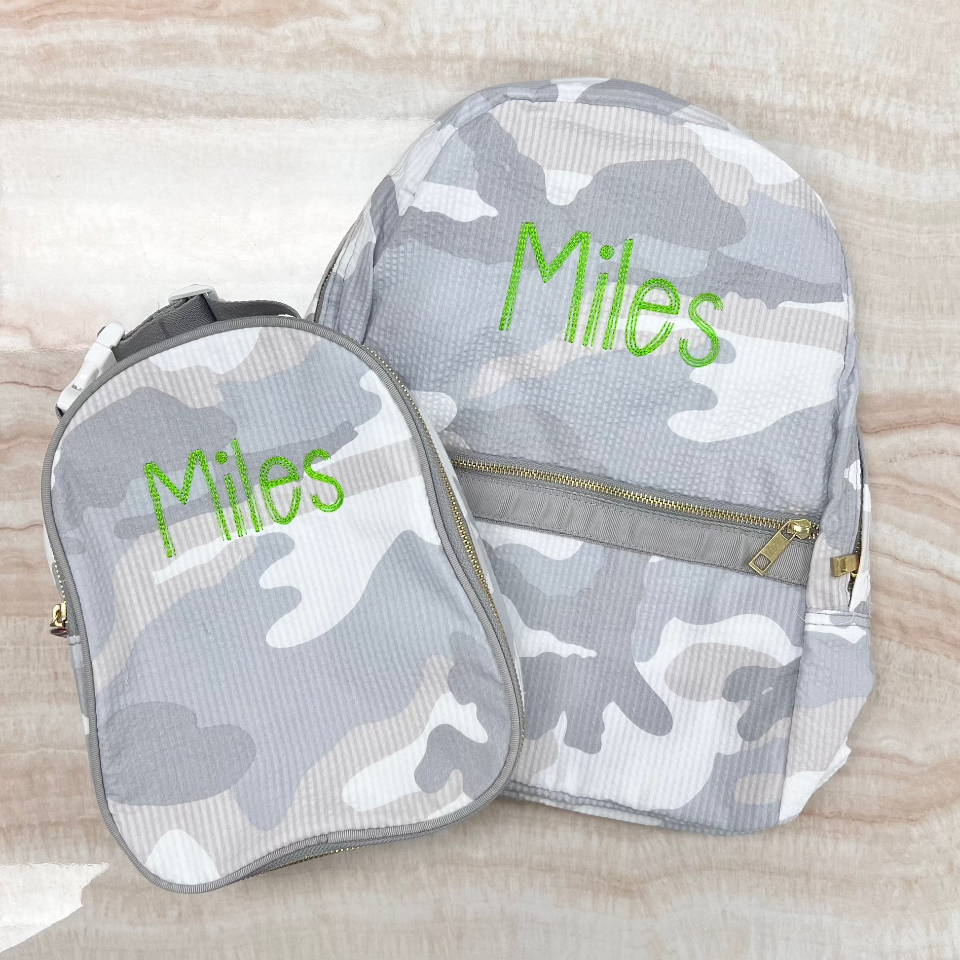 Personalized Seersucker Snow Camo Large Backpack - Give Wink