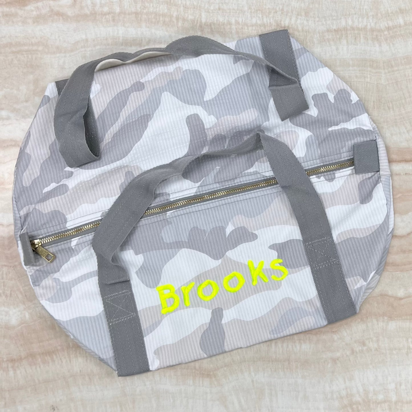 Personalized Seersucker Snow Camo Duffel Bag - Give Wink