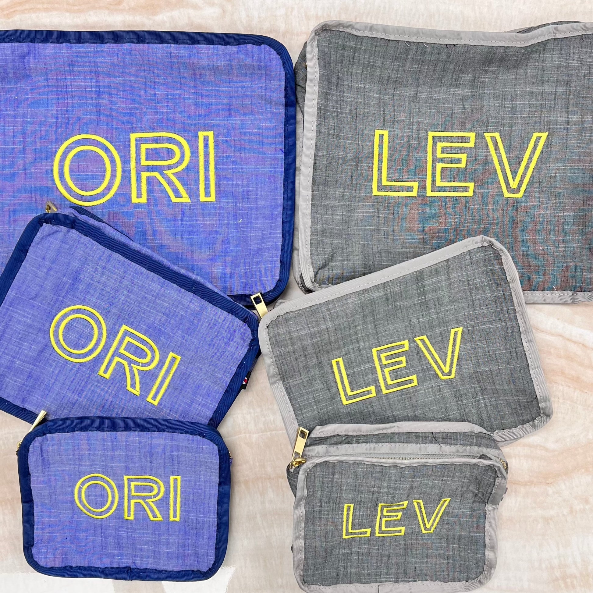 Personalized Chambray Blue Navy Organizing Trio - Give Wink