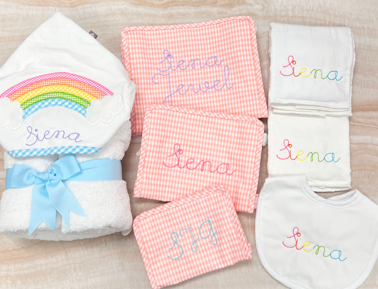 Personalized White Baby Set of 2 Burps - Give Wink