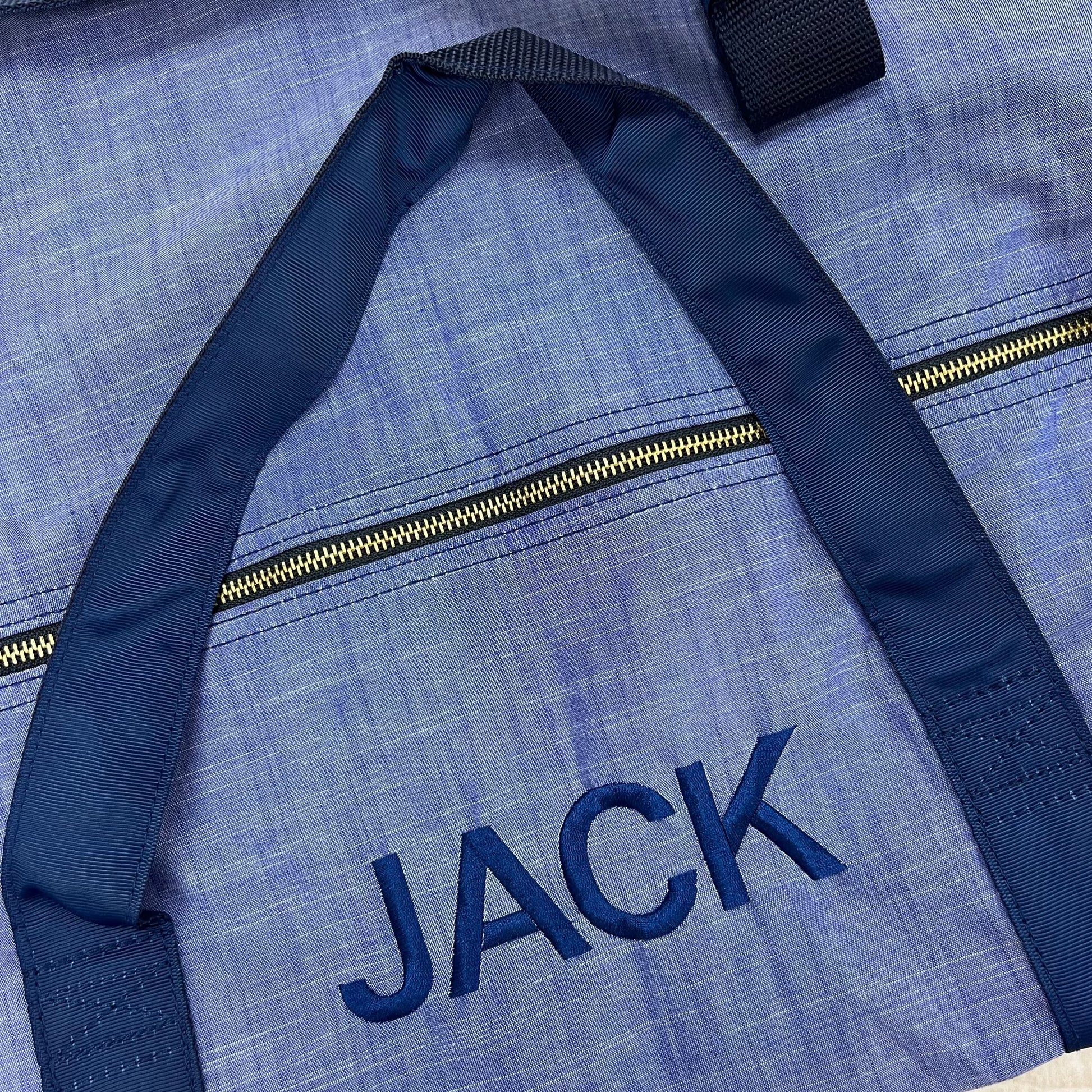 Personalized Chambray Blue Navy Duffel Bag - Give Wink