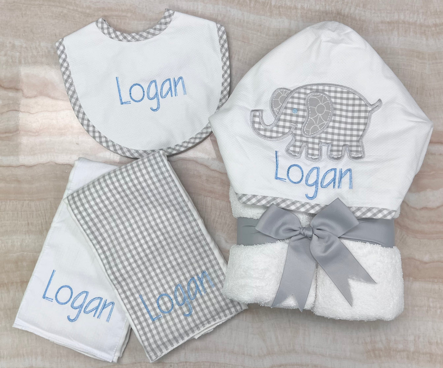 Personalized Elephant Grey Baby Hooded Towel - Give Wink