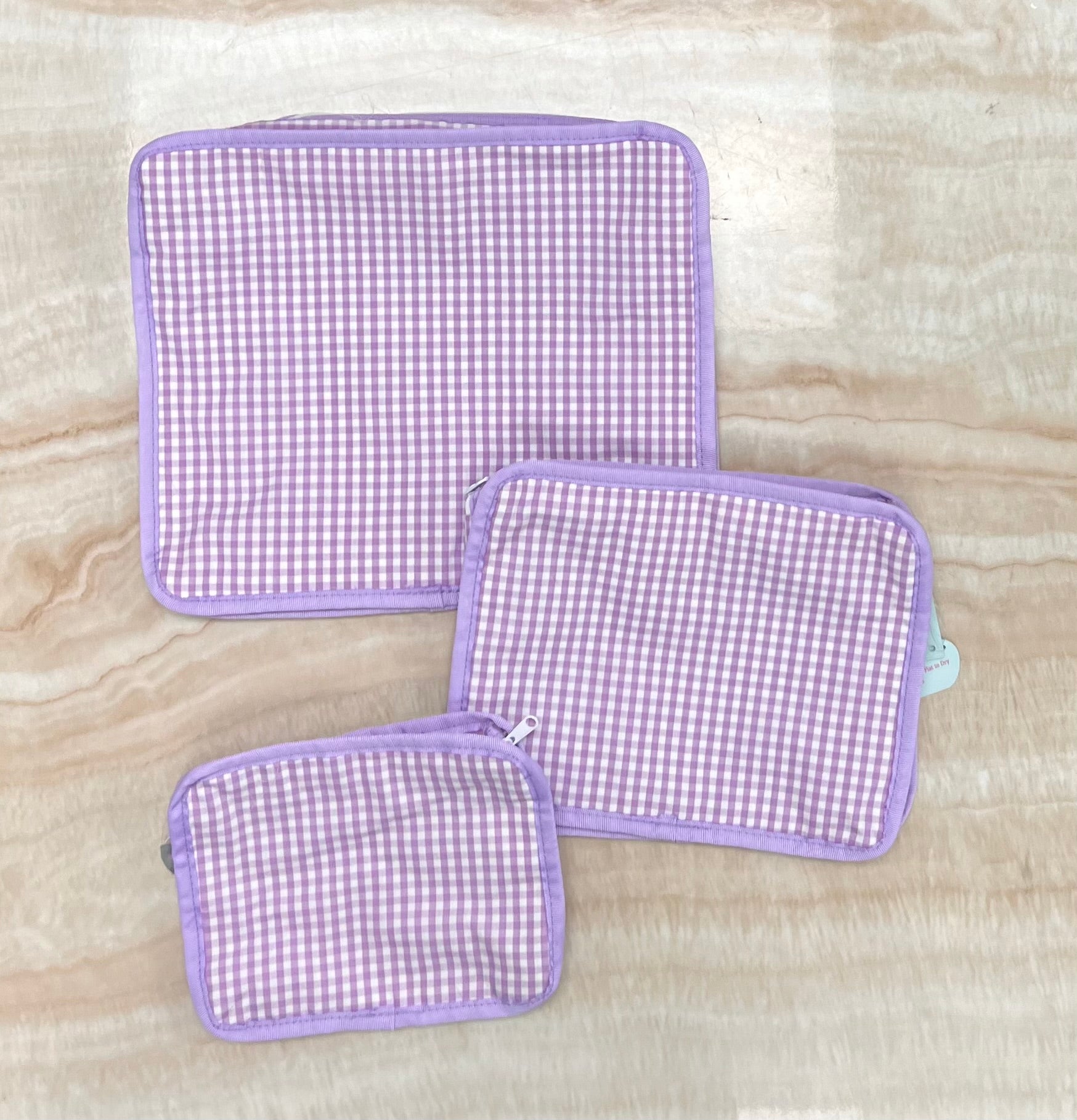 Personalized Gingham Lilac Organizing Trio - Give Wink