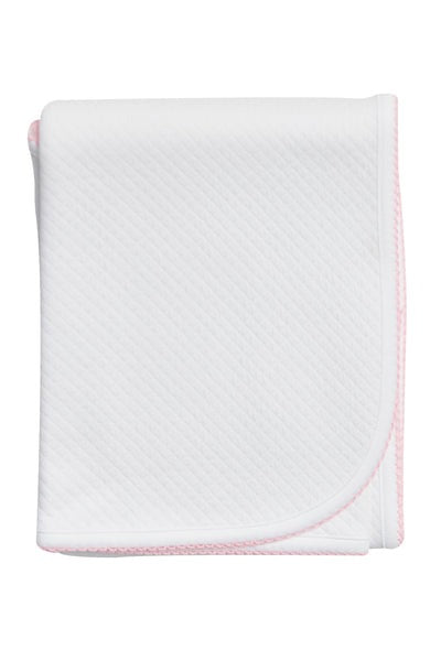 Pima Cotton Milano Receiving Blanket White/Pink - Give Wink