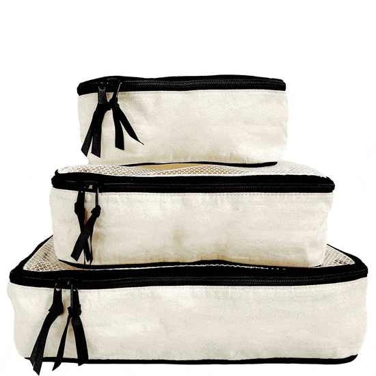 Canvas Packing Cubes - White/Black - Give Wink