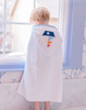 Personalized baby Boy Blue Navy Sailboat Hooded Towel - Give Wink