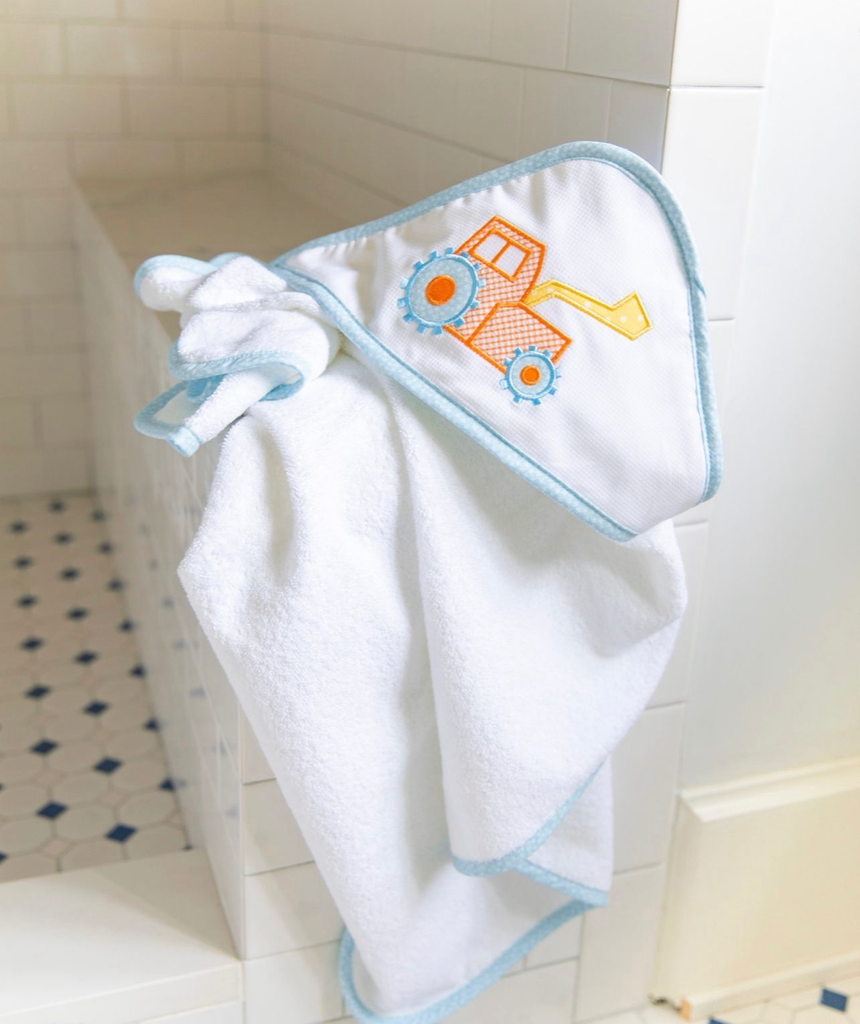 Personalized Baby Boy Digger Hooded Towel - Give Wink