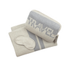 Personalized Adult Travel Set TRAVEL Dual 3 Piece Knitted Linen Sand / Lt Grey - Give Wink