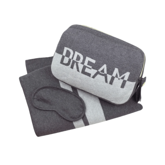 Personalized Adult Travel Set DREAM Dual 3 Piece Knitted - Grey - Give Wink