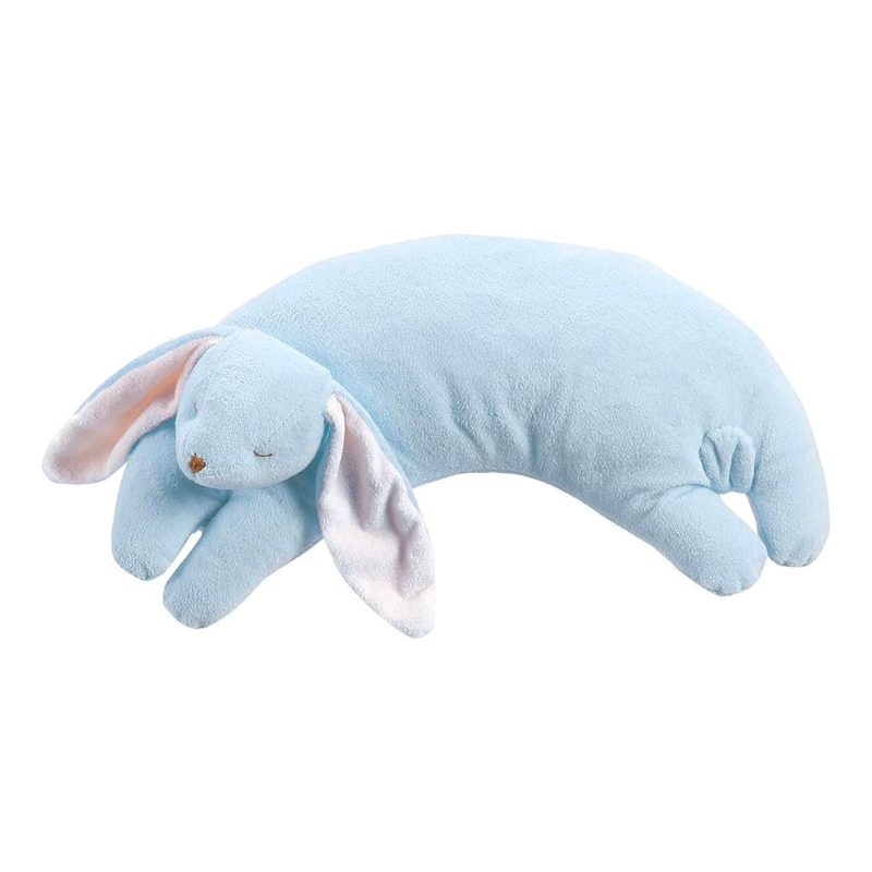 Personalized Blue Bunny Curved Baby Pillow - Give Wink