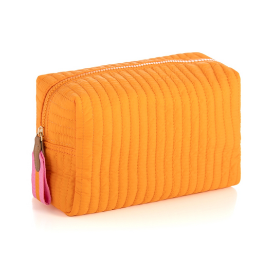 Ezra Quilted Nylon Large Boxy Cosmetic Pouch - Orange - Give Wink