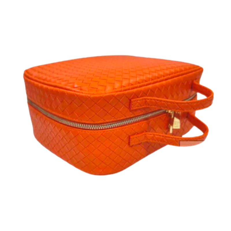 Personalized Orange Luxe Train Case - Give Wink