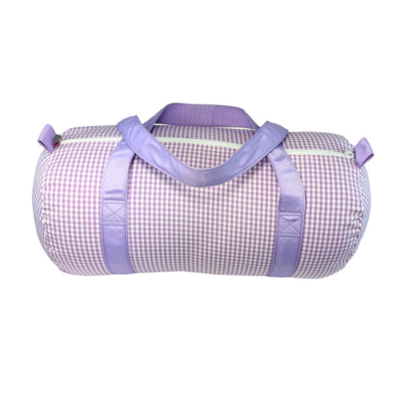 Personalized Gingham Lilac Duffel Bag - Give Wink