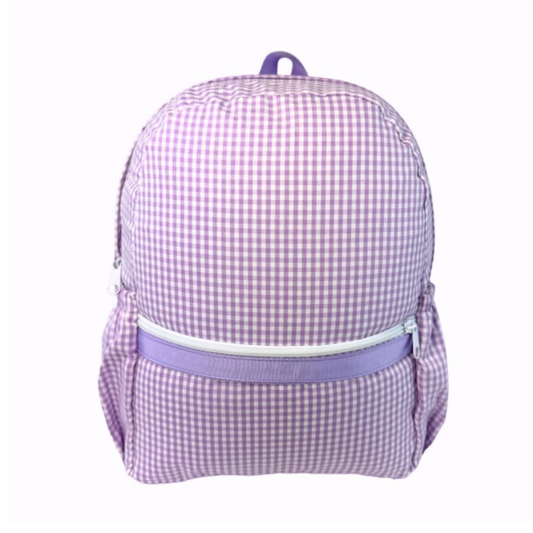 Personalized Gingham Lilac Large Backpack - Give Wink