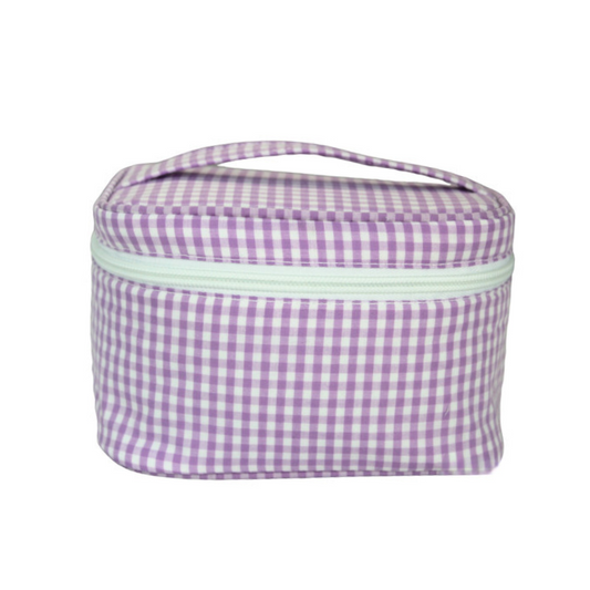 Personalized Gingham Lilac Mini Train Case - Give Wink