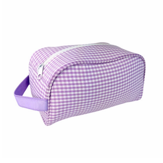 Personalized Gingham Lilac Traveler Pouch - Give Wink