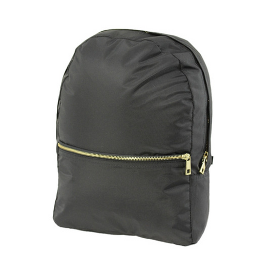 Personalized Nylon Black Brass Large Backpack - Give Wink