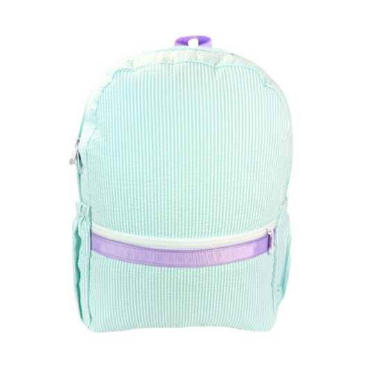 Personalized Seersucker Mermaid Large Backpack w/ Pockets - Give Wink