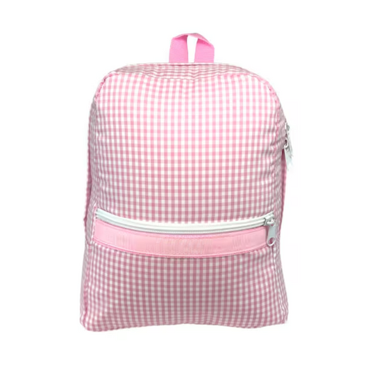 Personalized Gingham Pink Large Backpack - Give Wink