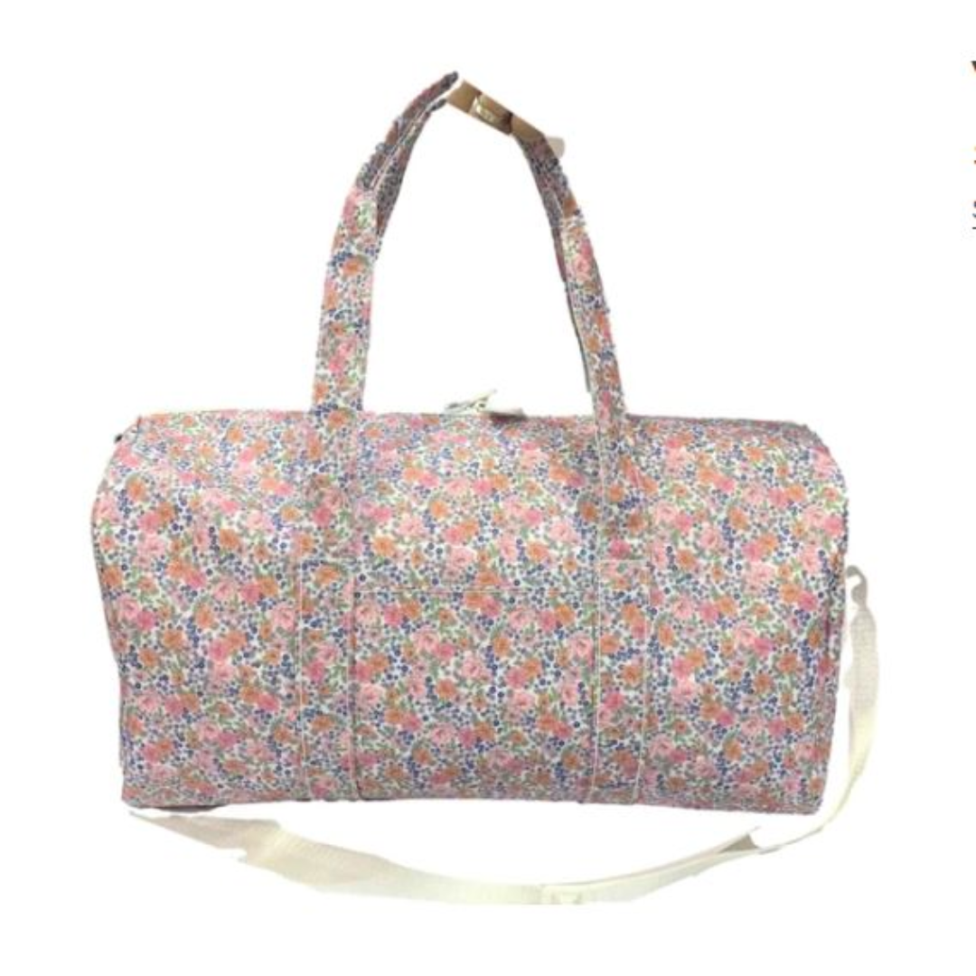 Personalized Nylon Garden Floral Duffel Weekender - Give Wink