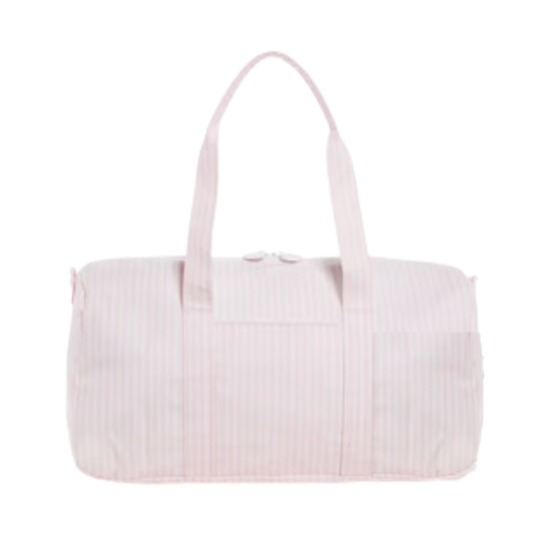 Personalized Nylon Stripe Pink Duffel Weekender - Give Wink