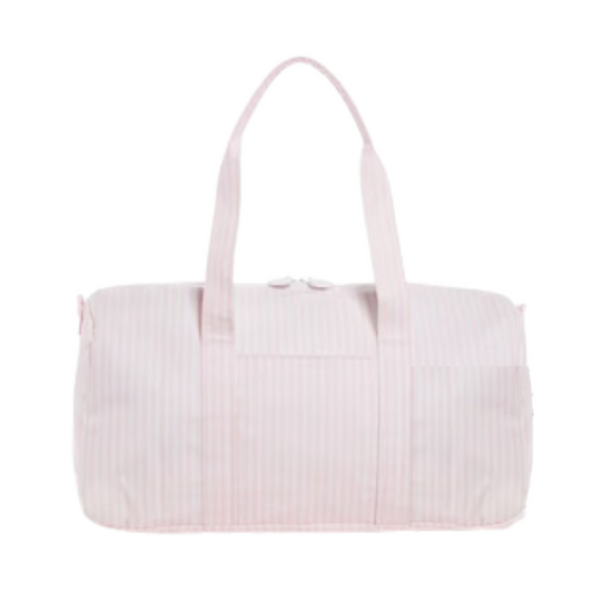 Personalized Nylon Stripe Pink Duffel Weekender - Give Wink