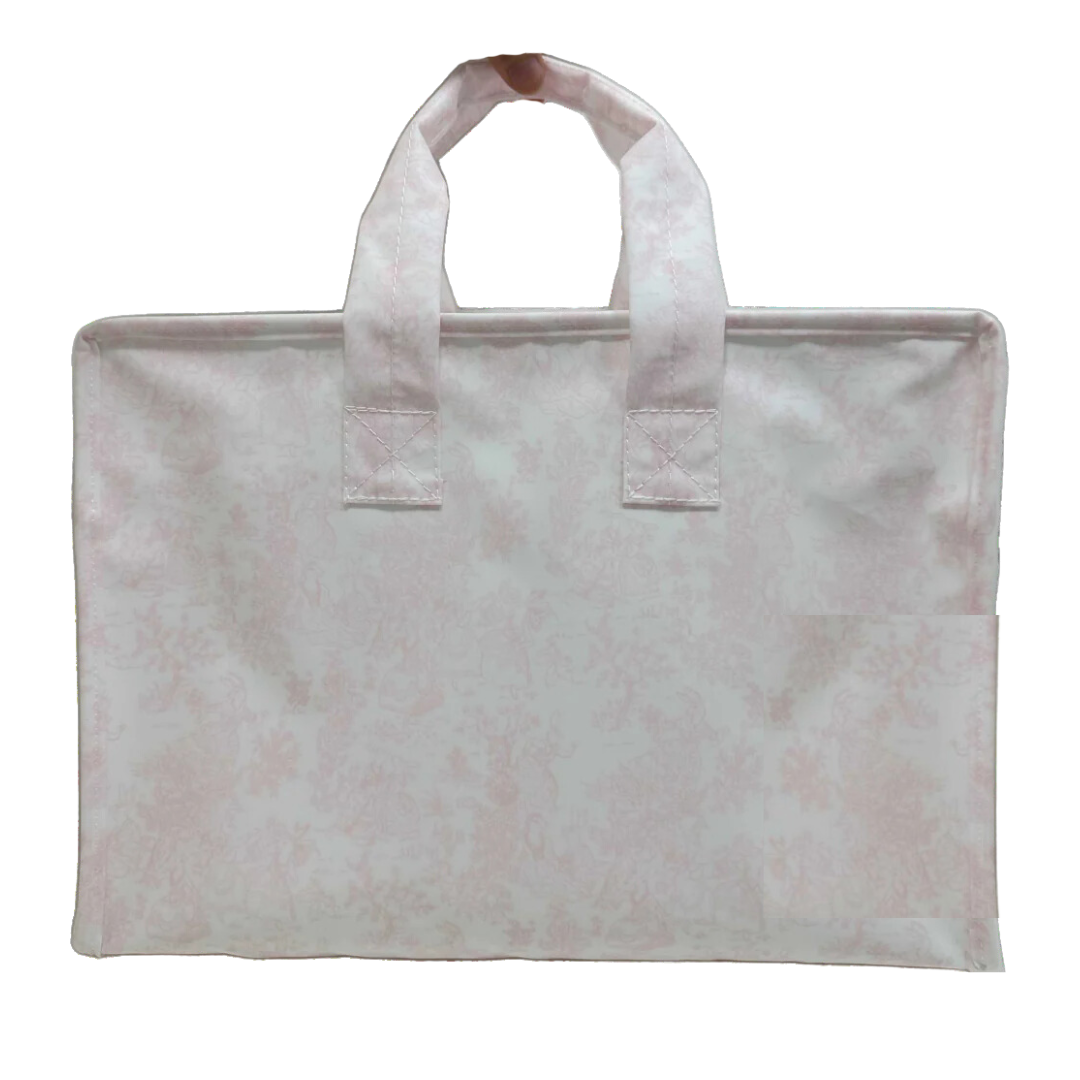 Personalized Nylon Pink Toile Overnight Tote - Give Wink