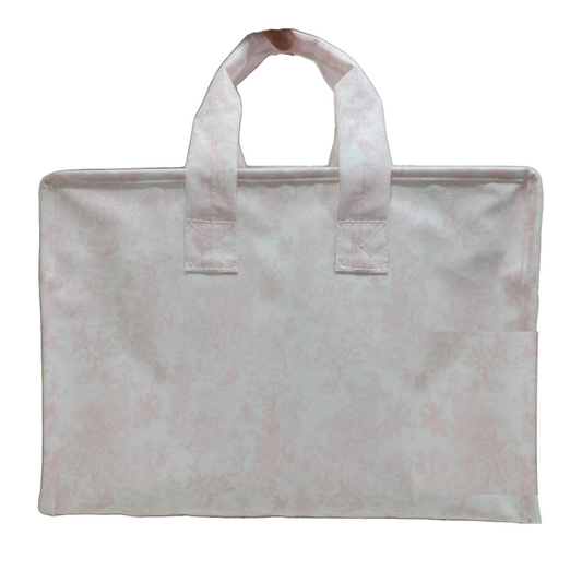 Personalized Nylon Pink Toile Overnight Tote - Give Wink