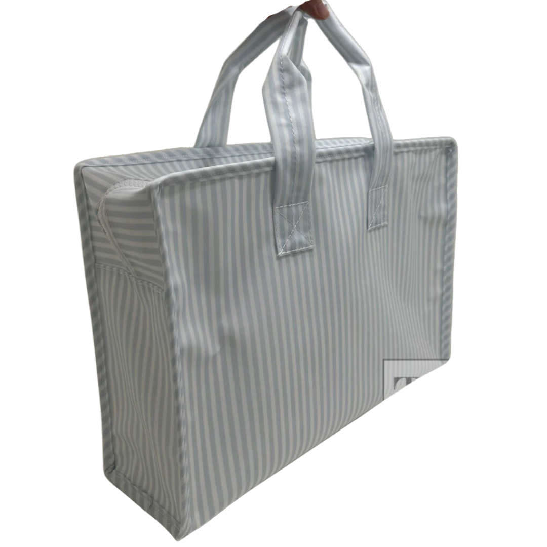 Personalized Blue Stripes Overnight Tote - Give Wink