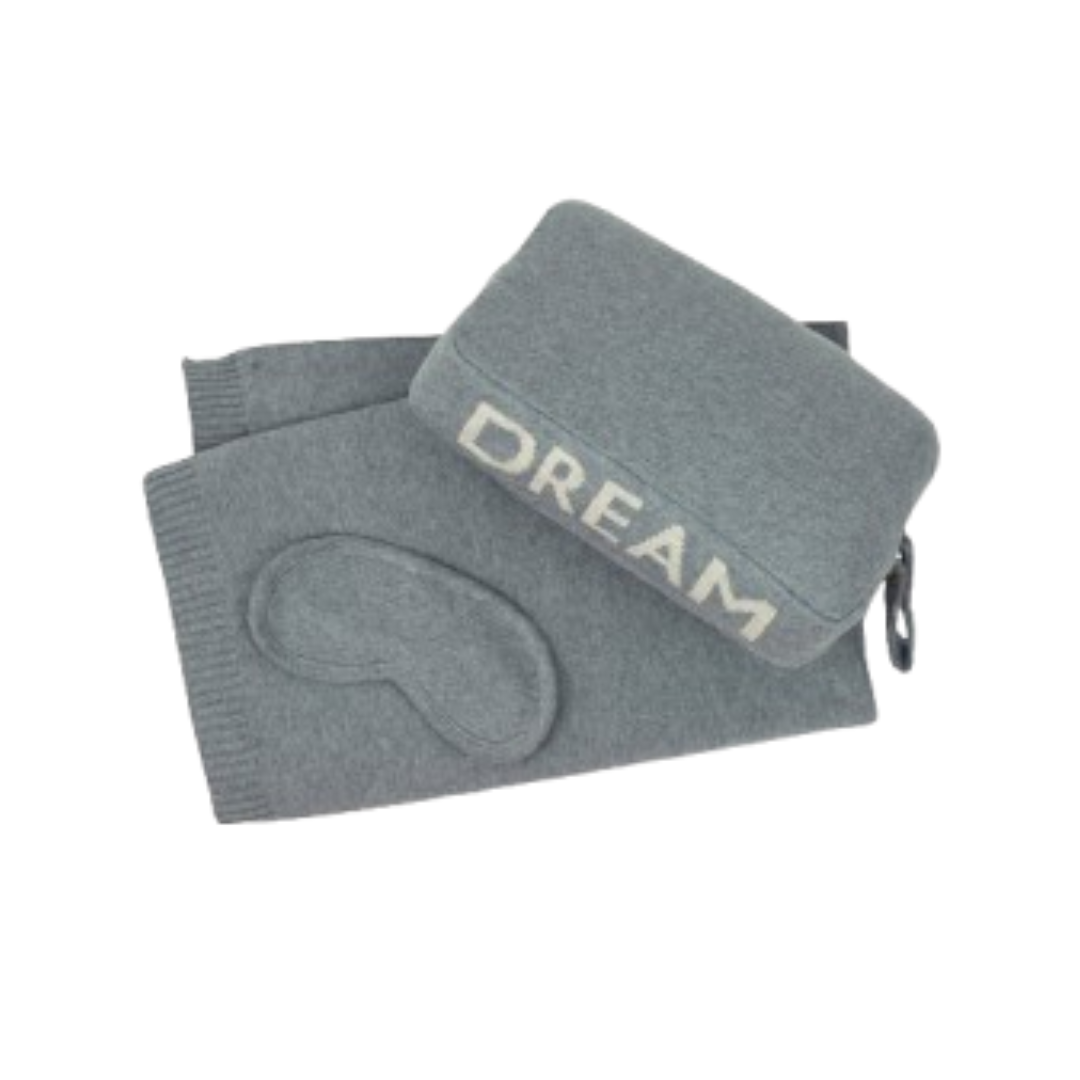 Personalized Adult Travel Set DREAM 3 Piece Knitted Grey - Give Wink