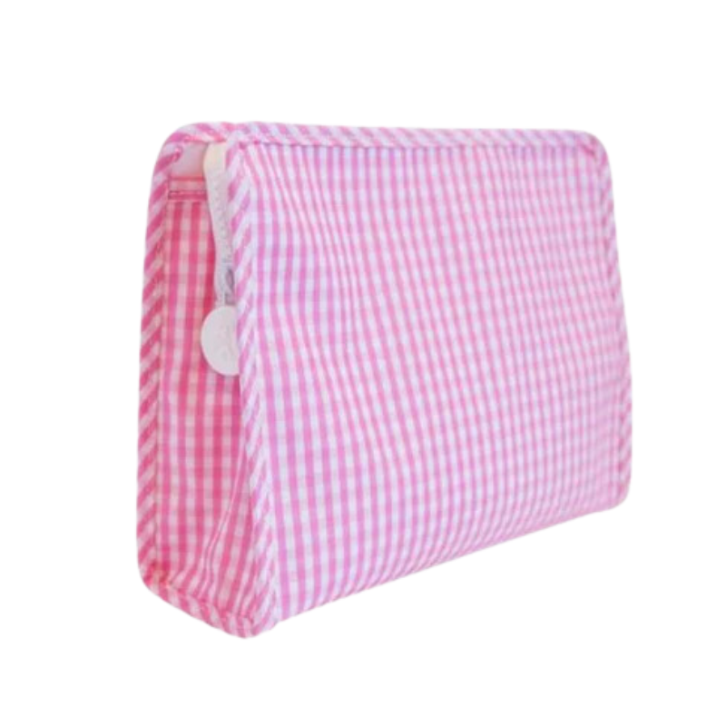 Personalized Nylon Pink Gingham Duet Pouches - Give Wink