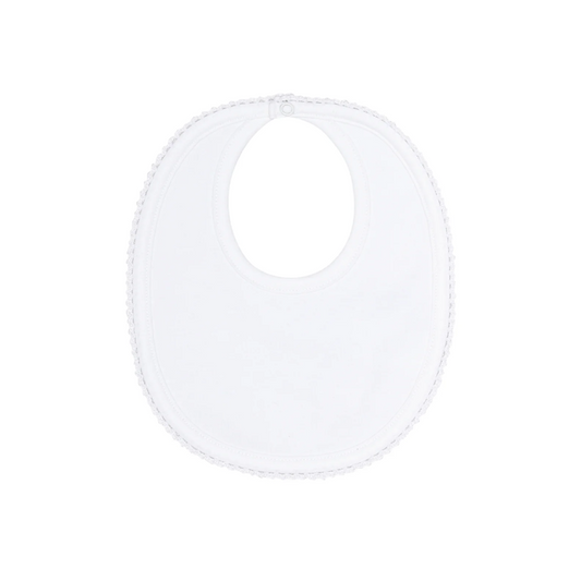 Pima Cotton Crochets Baby Bib White/White - Give Wink
