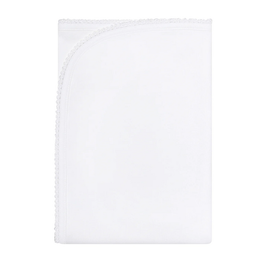 Pima Cotton Crochets Receiving Blanket White/White - Give Wink