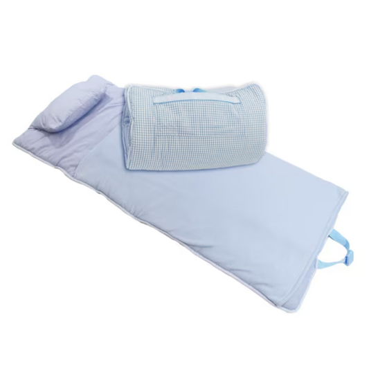 Personalized Blue Gingham Nap Mat - Give Wink