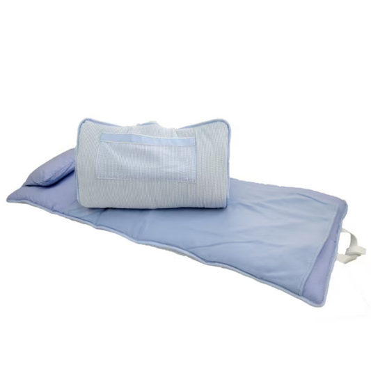 Personalized Blue Seersucker Nap Mat - Give Wink