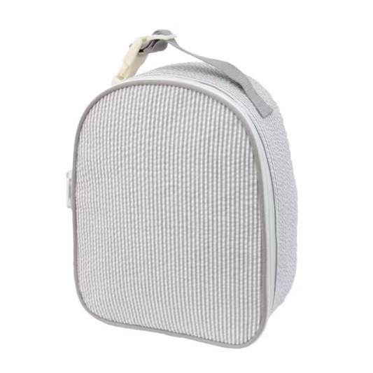 Personalized Seersucker Grey Gumdrop Lunch Box - Give Wink