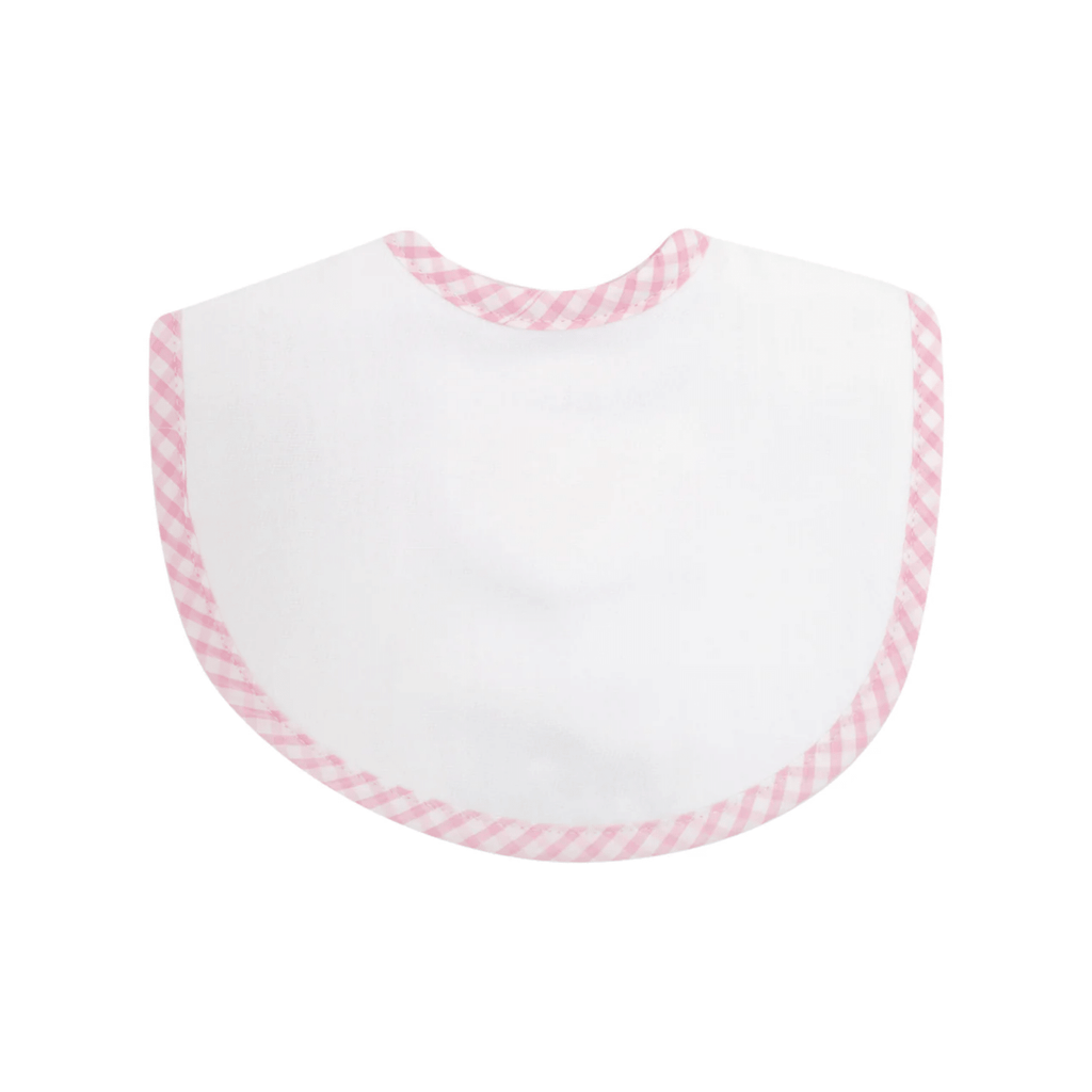 Personalized Baby Girl Pink Gingham Pique Medium Bib - Give Wink