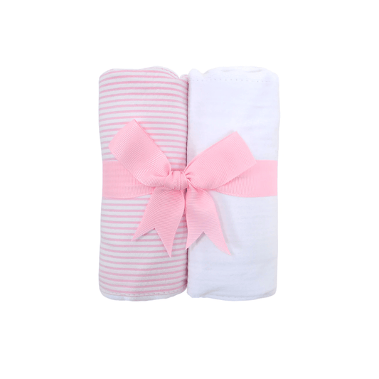 Personalized Baby Girl Pink Seersucker Set of 2 Burps - Give Wink
